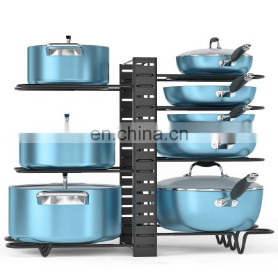 Storage Holders 3 DIY 8 Tiers Adjustable Pots Lids Pans Cabinet Accessories Metal Kitchen Rack Storage Holders for Organizer
