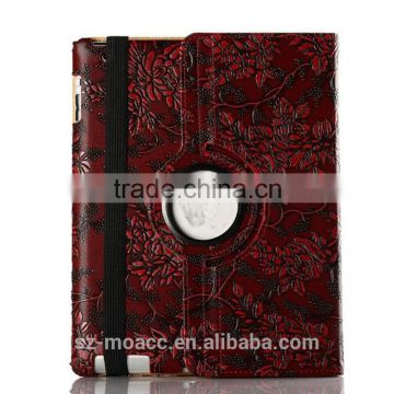 Rotating folding leather case cover for ipad air 2 with auto sleep wake function