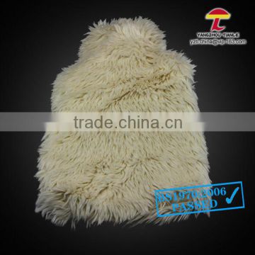 2000ml rubber hot water bag with cream faux fur cover with lots heart