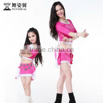 Wuchieal Fashion Lovely Fuchsia Mom and Daughter Belly Dance Clothes