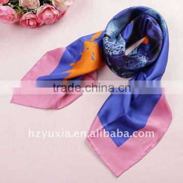 075 women popular Digital printing custom made silk scarf