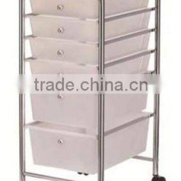 6 tier removable white plastic drawer storage cart