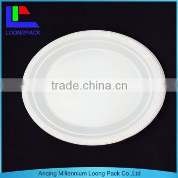 dispoable solid color round plastic plate white QXL014