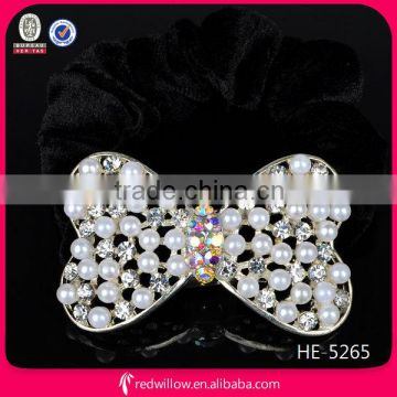 Manufacture wholesale beaded bow tie hair elastic bands for long hair