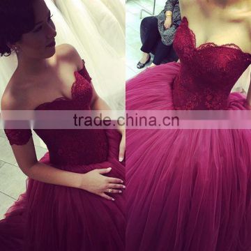 (MY3354) MARRY YOU Elgant Off-shoulder Red Lace Ball Gown Evening Dresses China