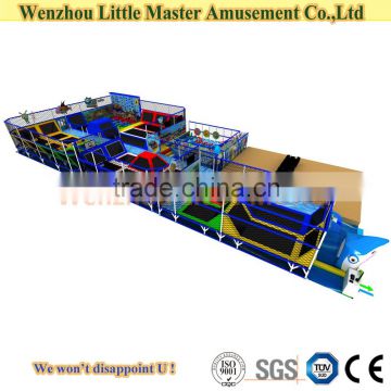 (LM-Tr004) Wenzhou Big Rectangular Courage Obstacles Used Indoor Tramopline with Foam Pit for Sale