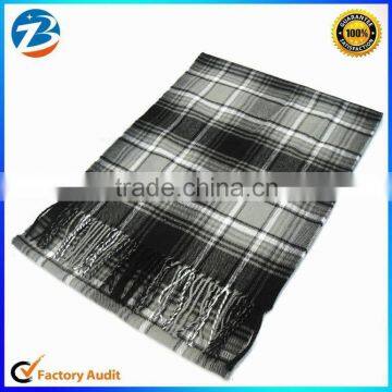 Wholesale Men Black With White Checkered Long Pashmina Scarf Shawl