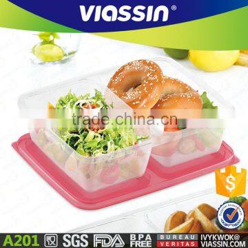 A201 food grade portioned 2pcs food container set for microwaveable 750ml