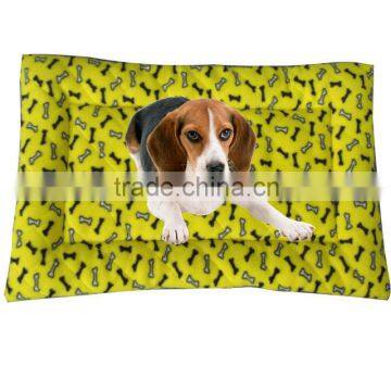 Yellow fashion and high quality printed fleece pet cushion