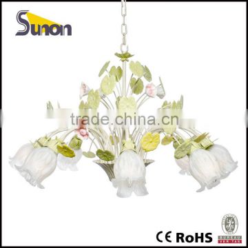 8 lights pure hand made country style wrought iron flower pendant light