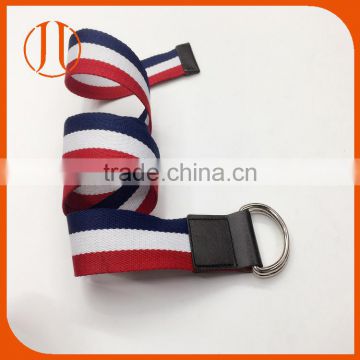 Blue white red universal Double ring buckle Cotton webbing weaving fabric belt strap