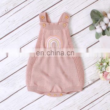 Hot style New arrival baby rainbow strap knit jumpsuit triangle girls romper
