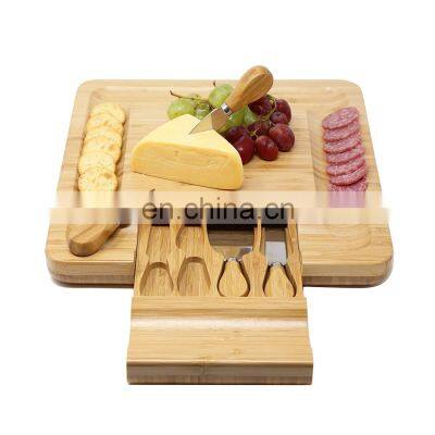 factory direct sale high quality cheese board and knife set bamboo serving tray