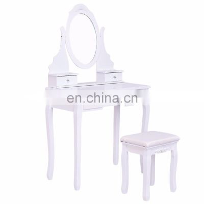 Dressing Table Makeup Vanity Table with Stool Set and Mirror