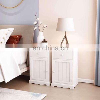 White Nightstand Set of 2 Wooden Night stand with Drawer and Storage Cabinet modern Style Bedroom Table