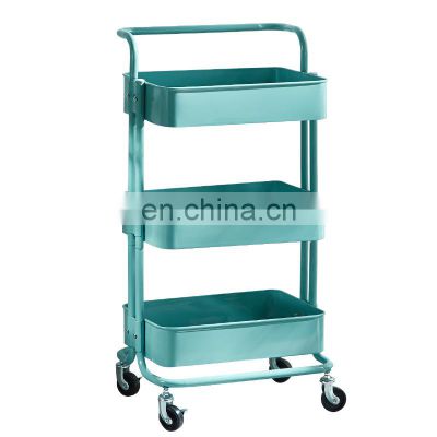 3 Tier Rolling Cart with Wheels Utility Metal  Cart with Handle Rolling Storage Organizer Trolley Cart