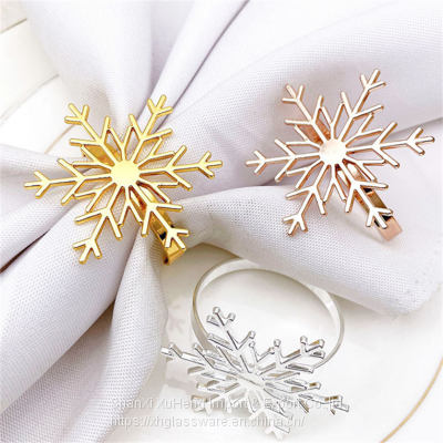 Cheap Snowflake Plated Wedding Banquet Decoration Napkin Ring For X-MAS