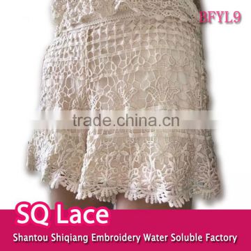 Ladies hot/water soluble lace/fashion embroidery lace/cotton lace woman short