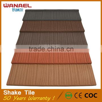 China products roofing material types Shake flat roof steel roof tile with 50 warranty