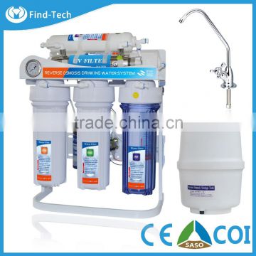 Household water filtration purifier 6 or 7 stage RO system with metal stand and gauge