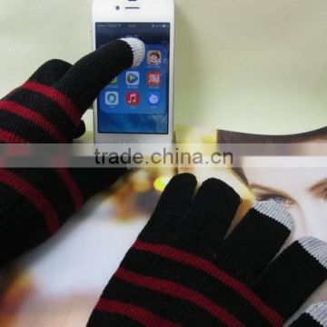 China supplier halloween design printed black color touchscreen gloves with five conductive fingertips