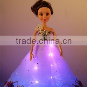 Light Up Barbie Dolls for Little Children / White Puffy Wedding Dress with Diamonds