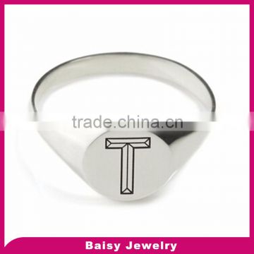 Fashionable Jewellery Wholesale 316l stainless steel letter t ring