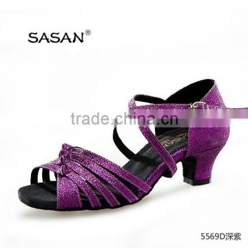 Purple Girl Dance Shoes Cross Ankle Strap Low Heel S-5569