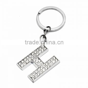 custom letter keyring / rhinestone key chain,alphabet H