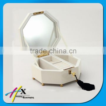 Fashion Removable Cute Hexagon White Jewelry Wood Boxes for Ring
