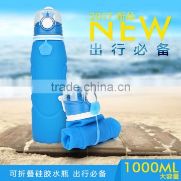 Foldable Silicone Sport Water Bottle Running hiking bottle 1L