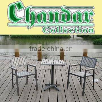 Aluminum table set with plastic wood aluminum furniture