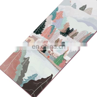 Eco-friendly and durable customized logo printing Tpe thick suede fitness foldable travel yoga mat pilates mat