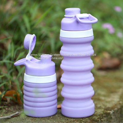 New BPA-free folding silicone camping water bottle