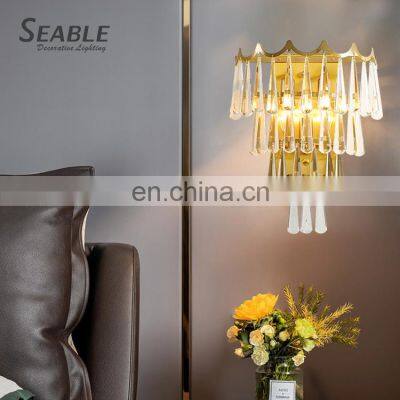 Modern Style Indoor Decoration Hotel Room Staircase Bedside Luxury Crystal LED Wall Lamp