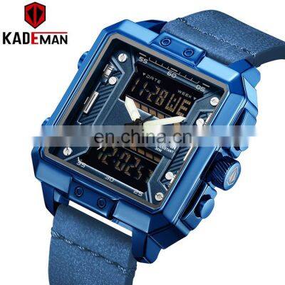 KADEMAN K6153 custom men's digital watches led alarm luminous calendar waterproof fashion leather sport digital watches