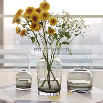 Modern Wholesale Nordic Handmade Centerpieces Cylinder Large Flower Frosted Crystal Glass Vase Wedding Decoration Modern Vase