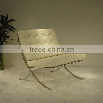 Replica high grade Italian Genuine leather Ludwing Mies Van der Rohe cream color barcelona leisure sofa for living room