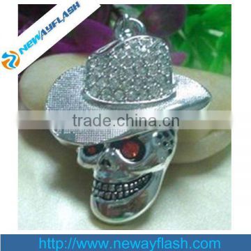 metal skull usb flash drive necklace