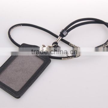 Fashion black thin lanyards with ID card holder, Customized lanyards