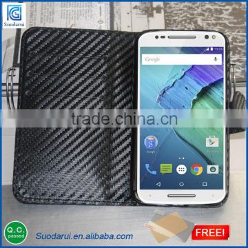 Factory price leather Wallet case cover pouch For Motorola Moto X Style Get screen protector Free
