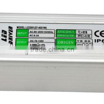 40w 300mA led driver constant current waterproof 27-40x1w