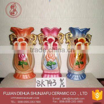 Handpainting Rose Flower Decor 8 Inch Ceramic Vase