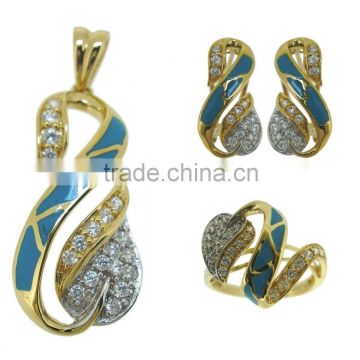 enamel gold jewelry half set QMH013 wholesale direct manufacturer, high class