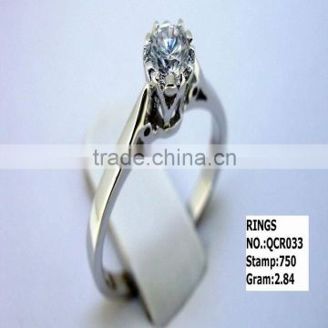 Simple desings 925 sterling silver cz ring QCR033