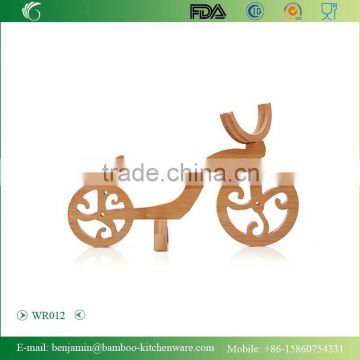 WR012/100% Bamboo Material Hot Sale Bicycle Shaped Bamboo Wine Rack