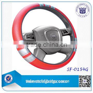 Red color with silver bar Car Steering Wheel Cover