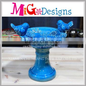 Fashionable Bird Design OEM Dolomite Ceramic Blue Candle Holder