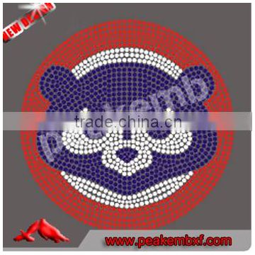 Wholesale DMC Rhinestone Cubs Tranfers Iron on Motif Chicage Design for Clothing