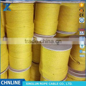 2017 latest 4mm - 64mm 3-strand twist floating yellow color synthetic polypropylene PP rope for electricity